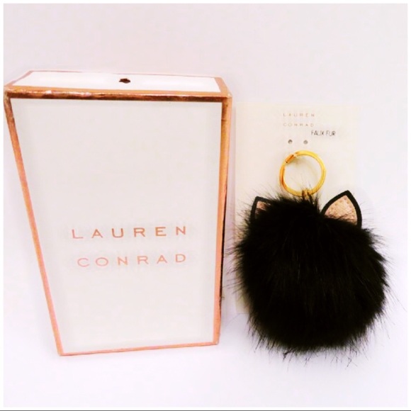 LC Lauren Conrad Cat Faux Fur Pom Pom Keychain NWT - Picture 3 of 5